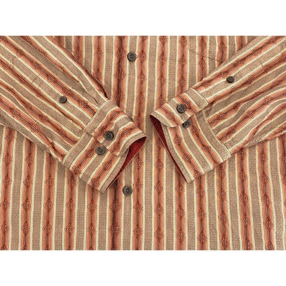 Tommy Bahama 100% Silk Shirt Burnt Orange / Tan Stripes Long Sleeves Men’s XXL - Picture 13 of 13